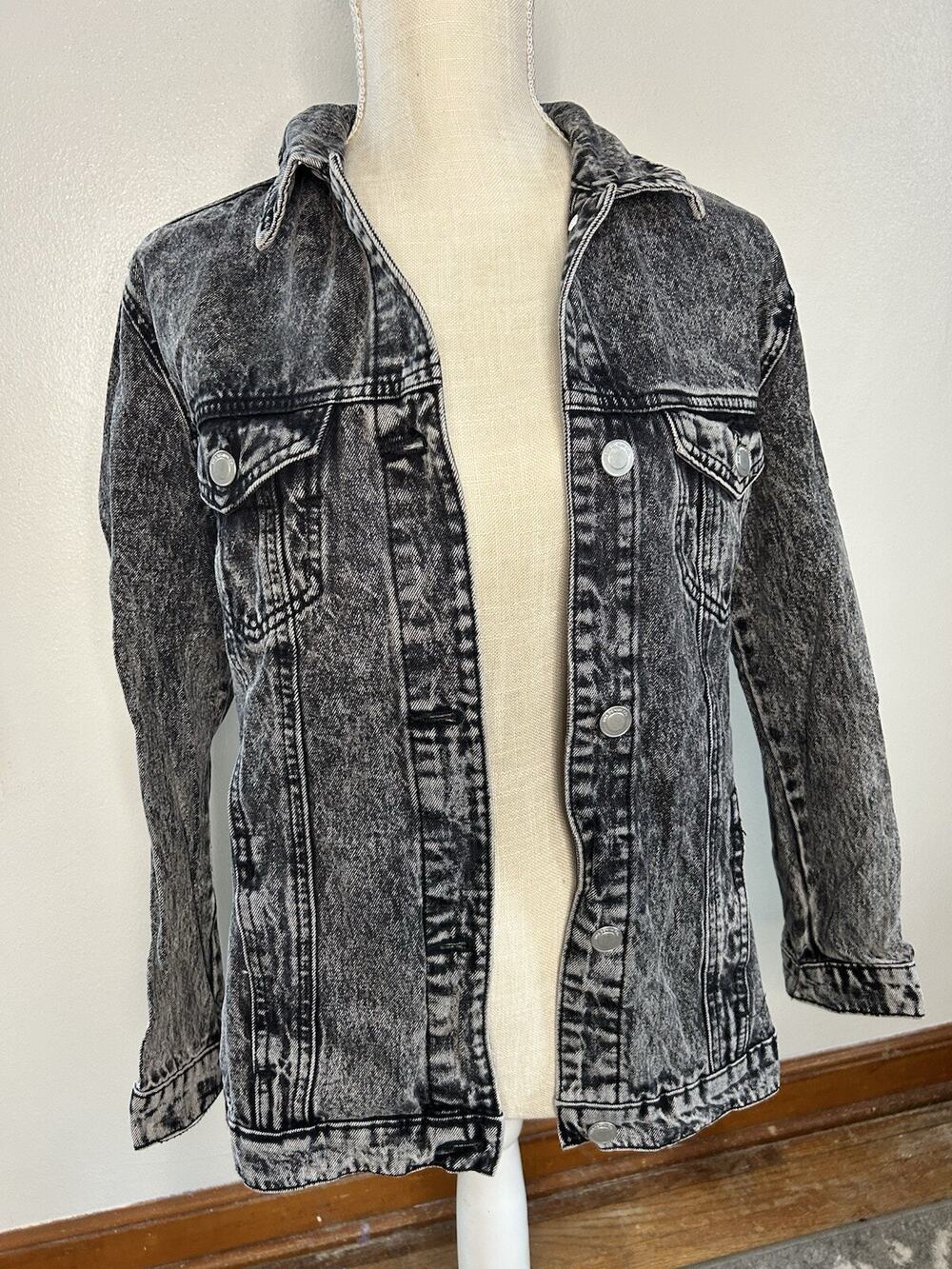 Streetwear Society Woman’s Denim Jacket Size S Black Acid Wash Jean Jacket